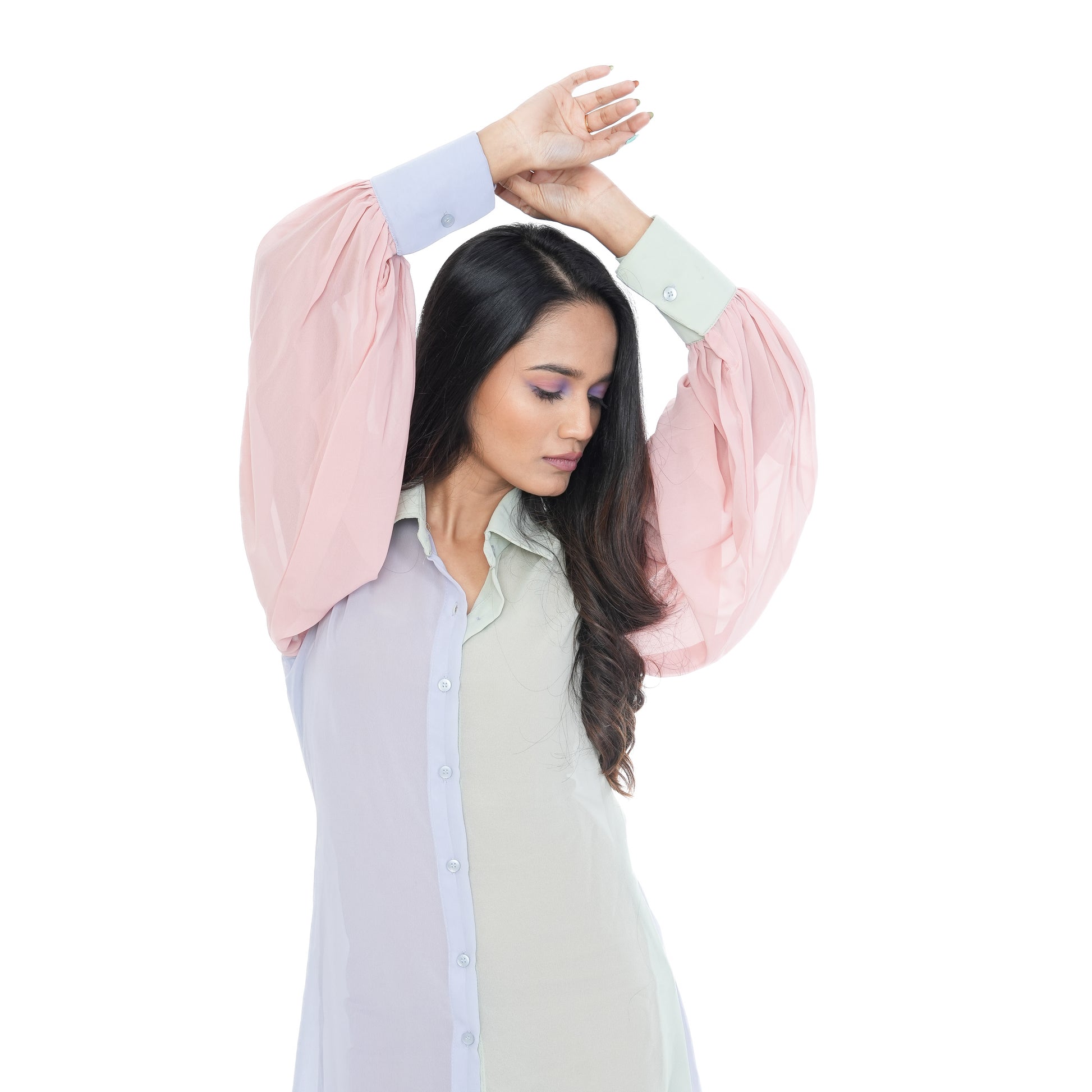 pastel shirt dress Pastel Petals Embroidered Shirt Dress (Green)